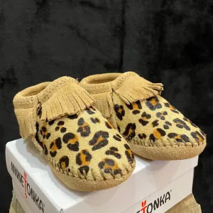 Minnetonka Bootie Front Strap Leopard