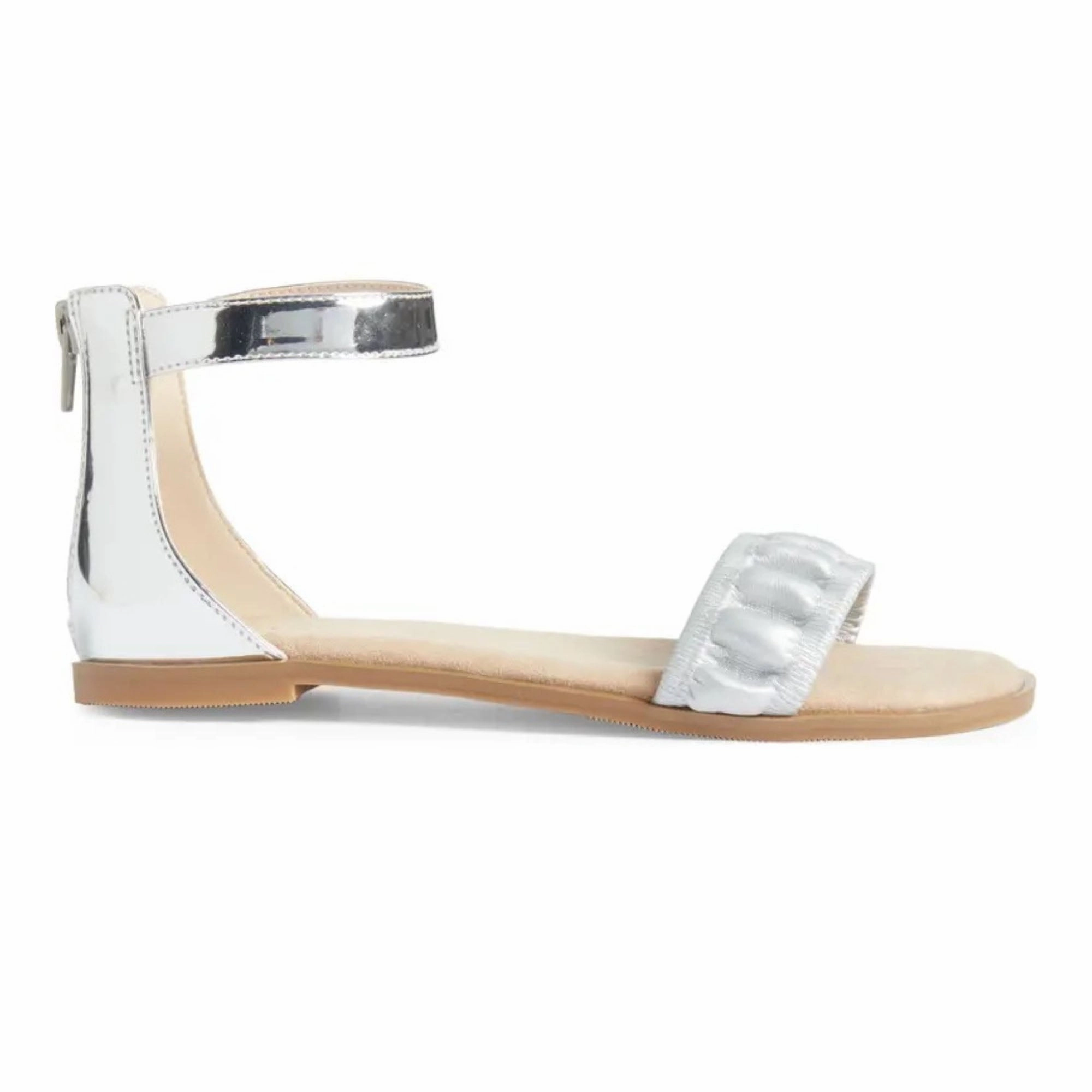 Comfort Upper Design quick dry Miss Cambelle Ruffle Sandal in Silver - Kids