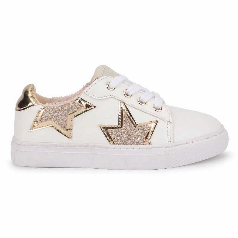Miss Harper Sneaker in White & Gold - Kids Airflow Channel Design