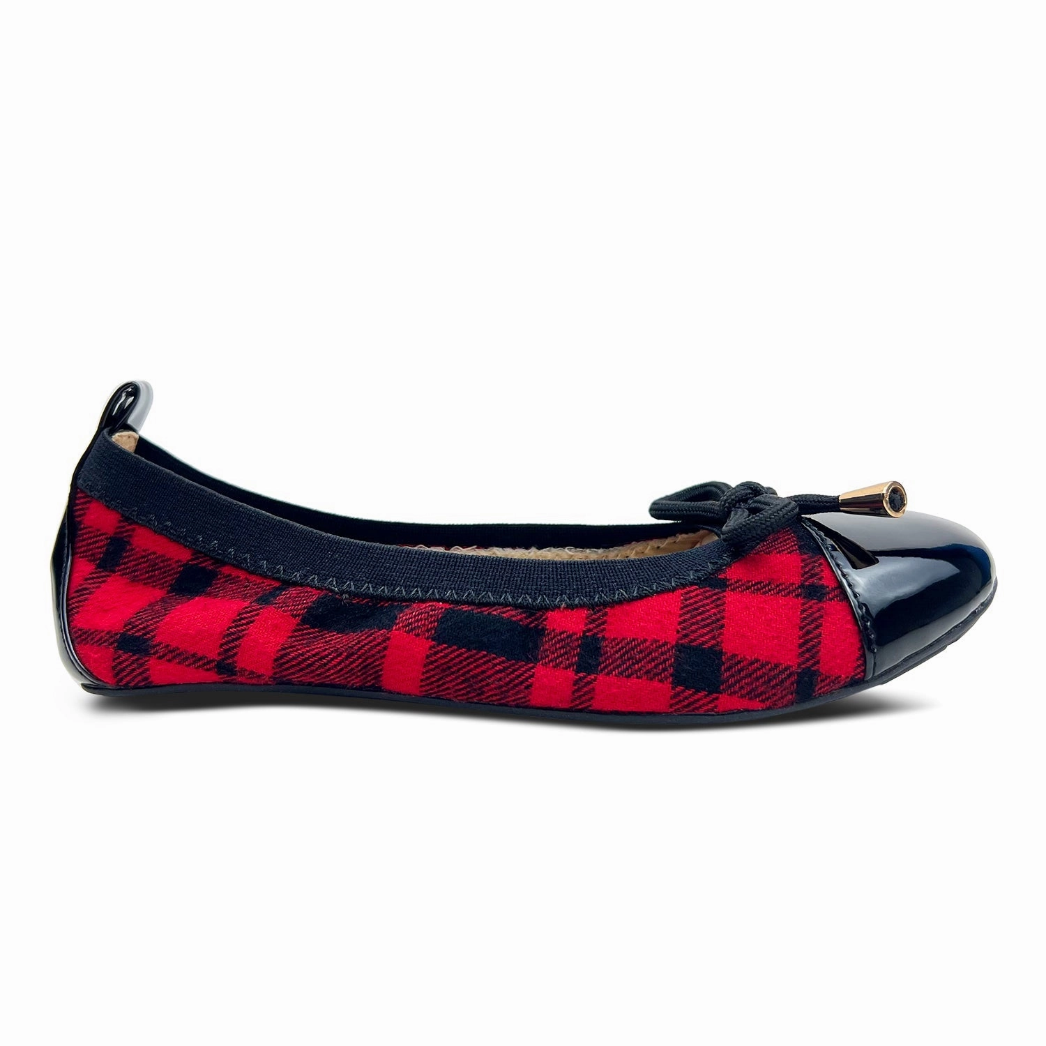 Travel Wear Distinctive Design Miss Samantha Ballet Flat in Red Plaid - Kids
