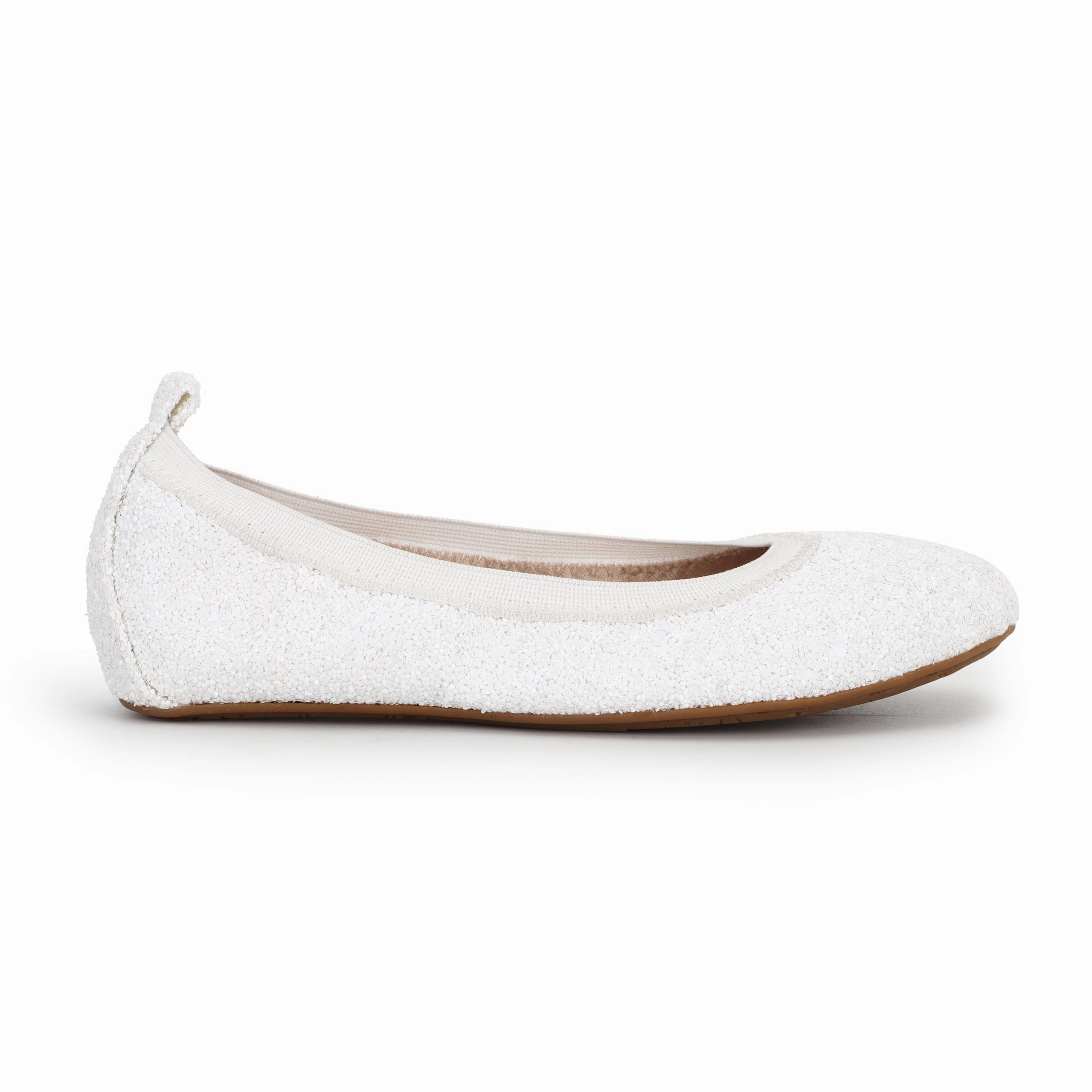 Dynamic Design Low Cushion Miss Samara Ballet Flat in White Glitter - Kids