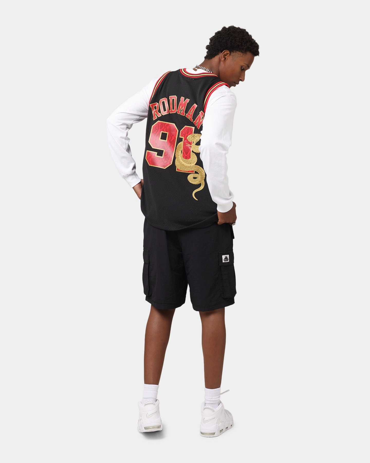 Mitchell & Ness Chicago Bulls Dennis Rodman 1997 Swingman Jersey Black/Gold High Breathability Mesh Outdoor Gear