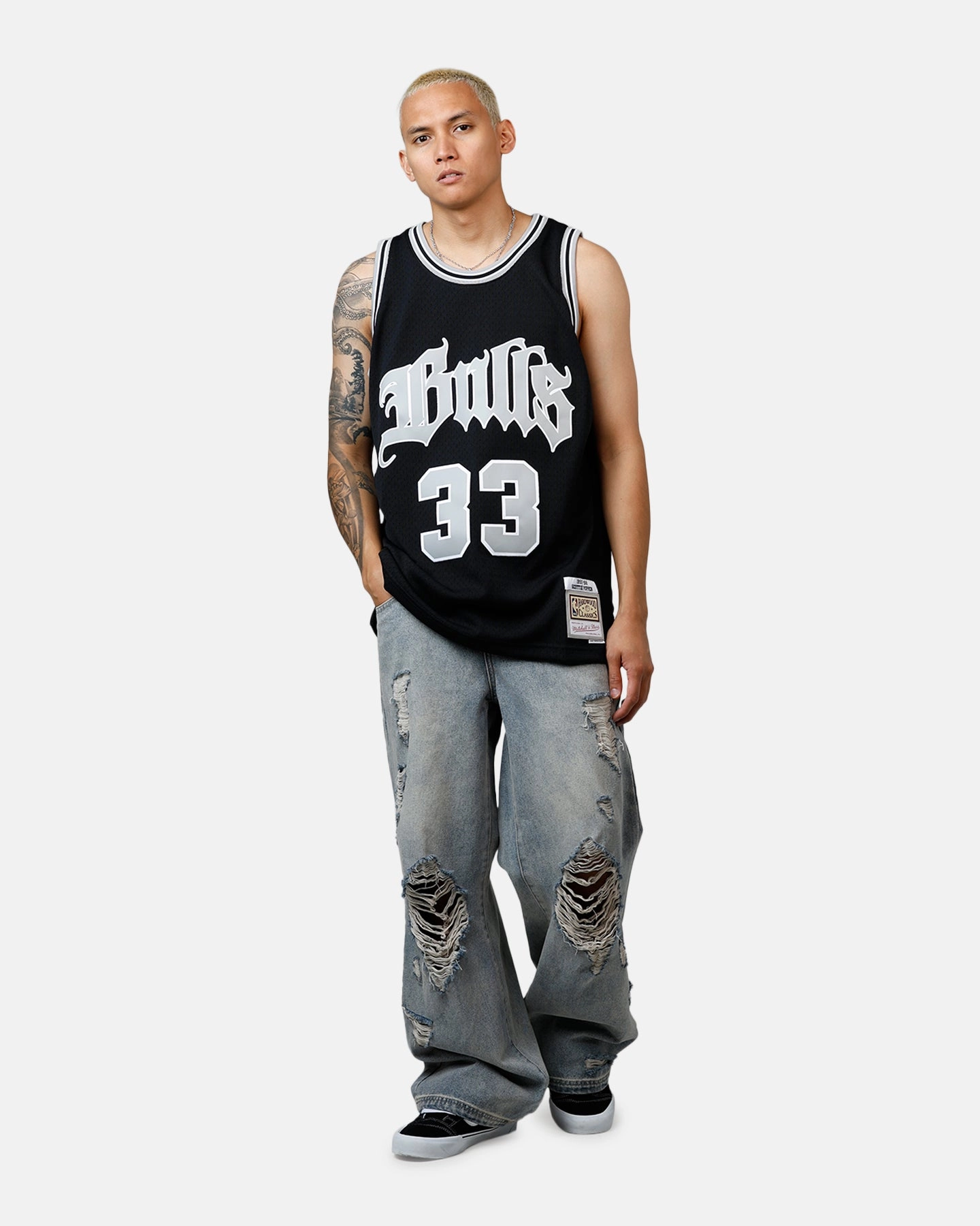 Mitchell & Ness Chicago Bulls Scottie Pippen Bulls Are Back Jersey Black Stretchable Armholes Wicking Interior Layer