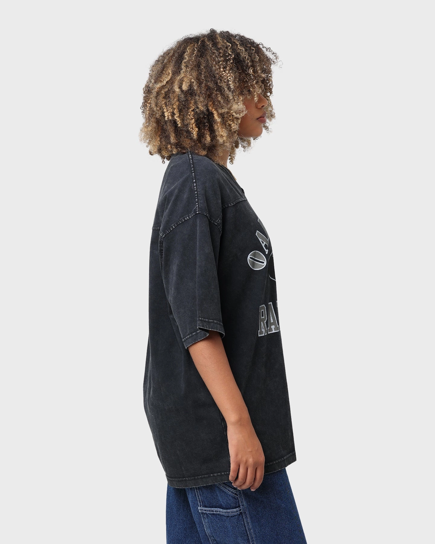 tall size Printed design Mitchell & Ness Las Vegas Raiders Winners Oversized T-Shirt Faded Black