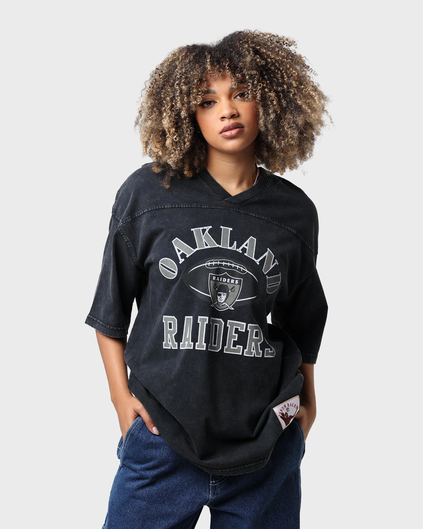 Mitchell & Ness Las Vegas Raiders Winners Oversized T-Shirt Faded Black High Density Weave Ultimate Wear