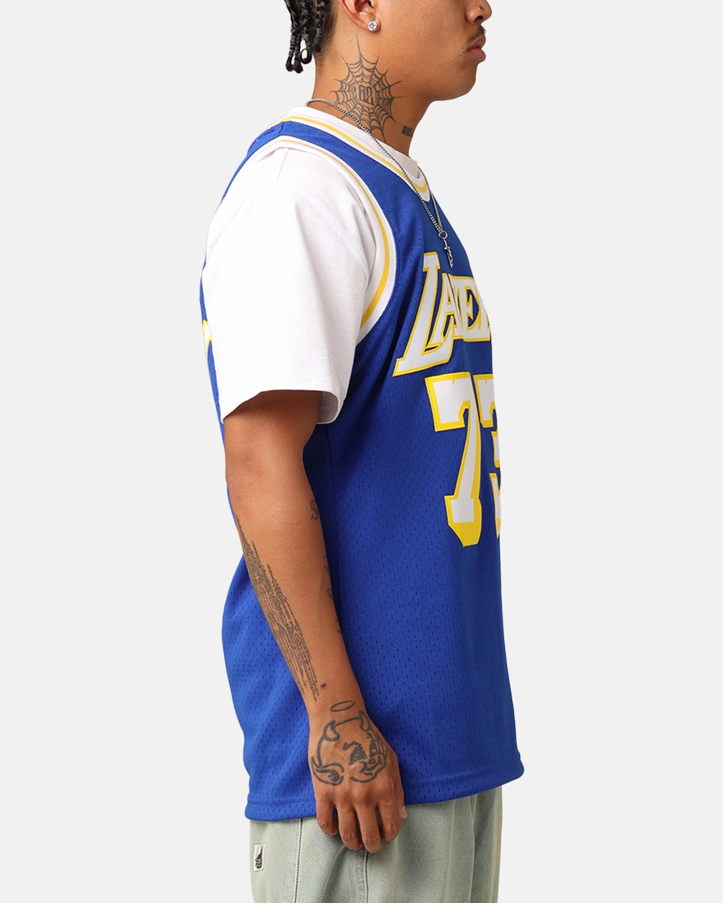 Versatile Gear Mitchell & Ness Los Angeles Lakers Dennis Rodman '98-99 College Twist Swing Jersey Blue/Yellow