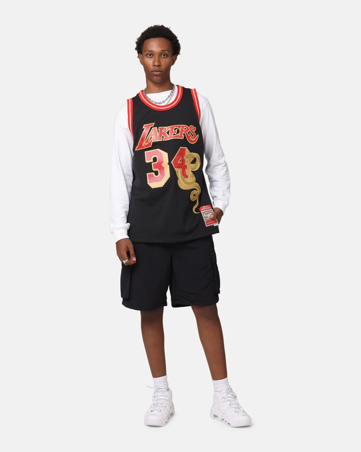 Wrinkle Free Travel Fabric Breathable Performance Mitchell & Ness Los Angeles Lakers Shaquille O'Neal 1996 Swingman Jersey Black/Gold