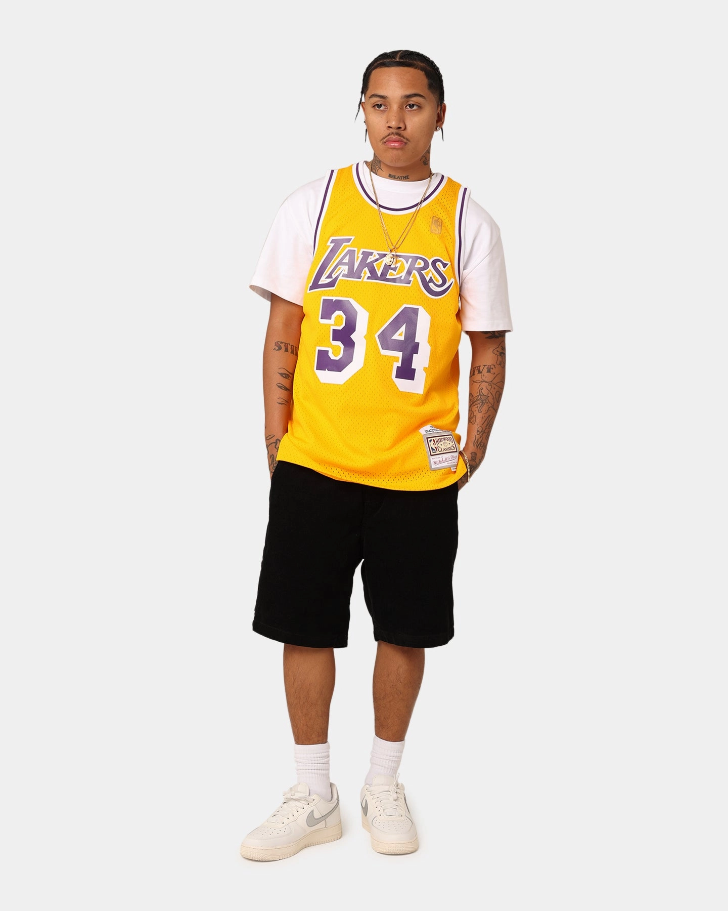 Athletic Form Mitchell & Ness Los Angeles Lakers Shaquille O'Neal '96-'97 #34 Swingman Jersey Yellow