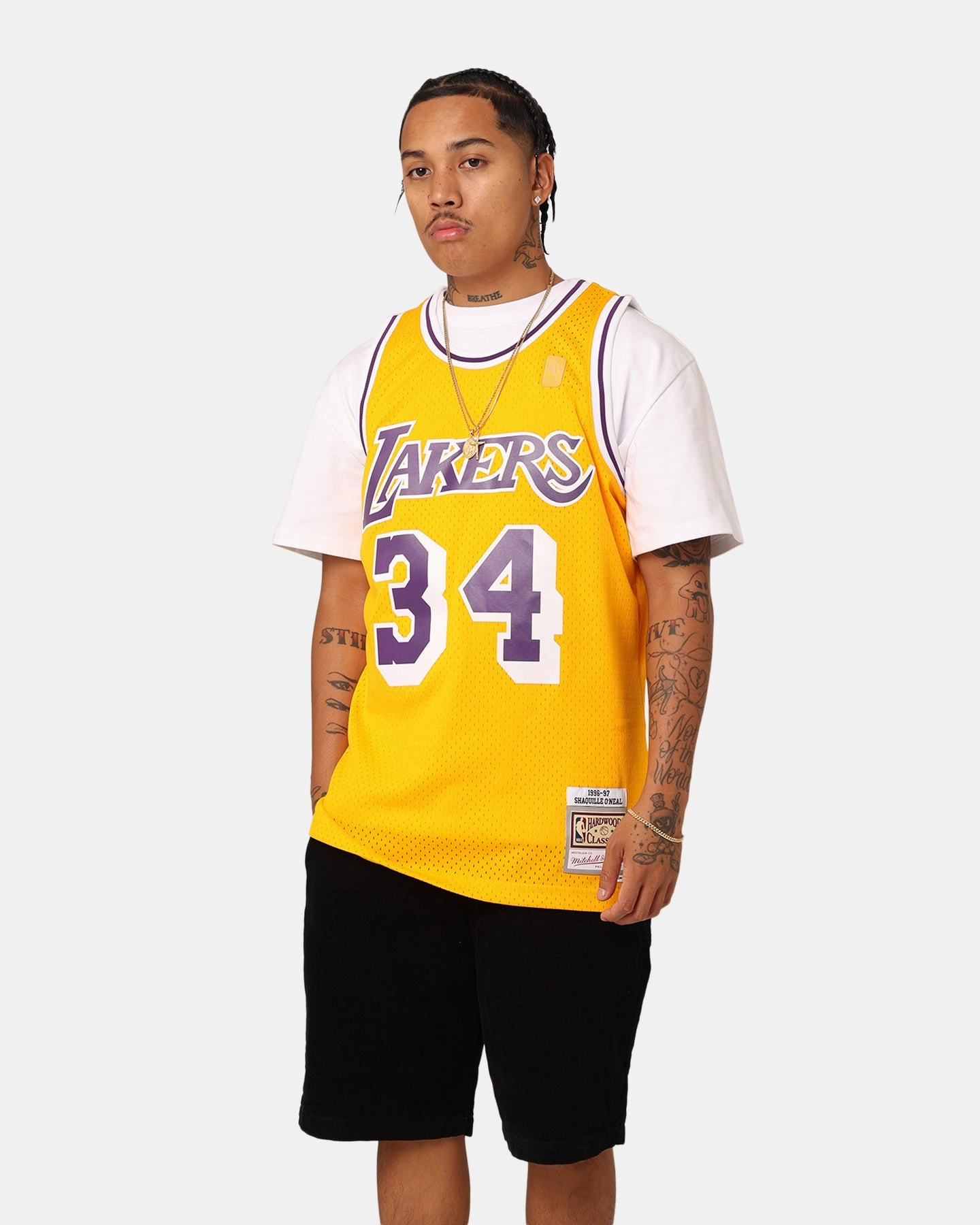 Ultimate Performance Strong Fabric Mitchell & Ness Los Angeles Lakers Shaquille O'Neal '96-'97 #34 Swingman Jersey Yellow