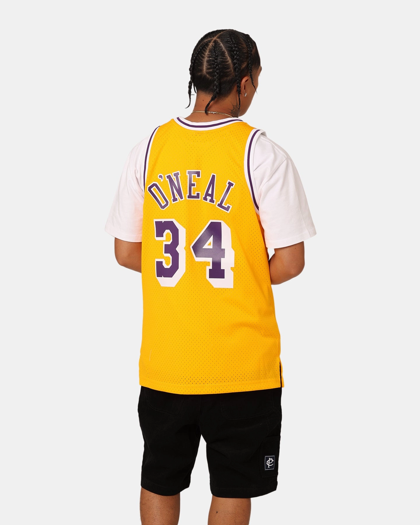 Mitchell & Ness Los Angeles Lakers Shaquille O'Neal '96-'97 #34 Swingman Jersey Yellow Recycled Polyester Blend Versatile Fit