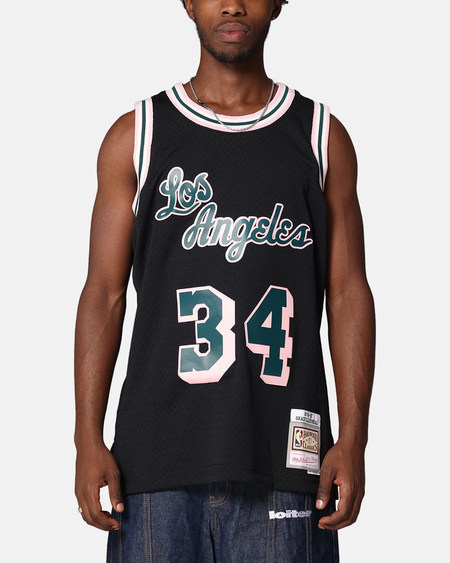 Lightweight Core Spacing Mitchell & Ness Los Angeles Lakers Shaquille O'Neal 'Deep Emerald' Swing Jersey Black