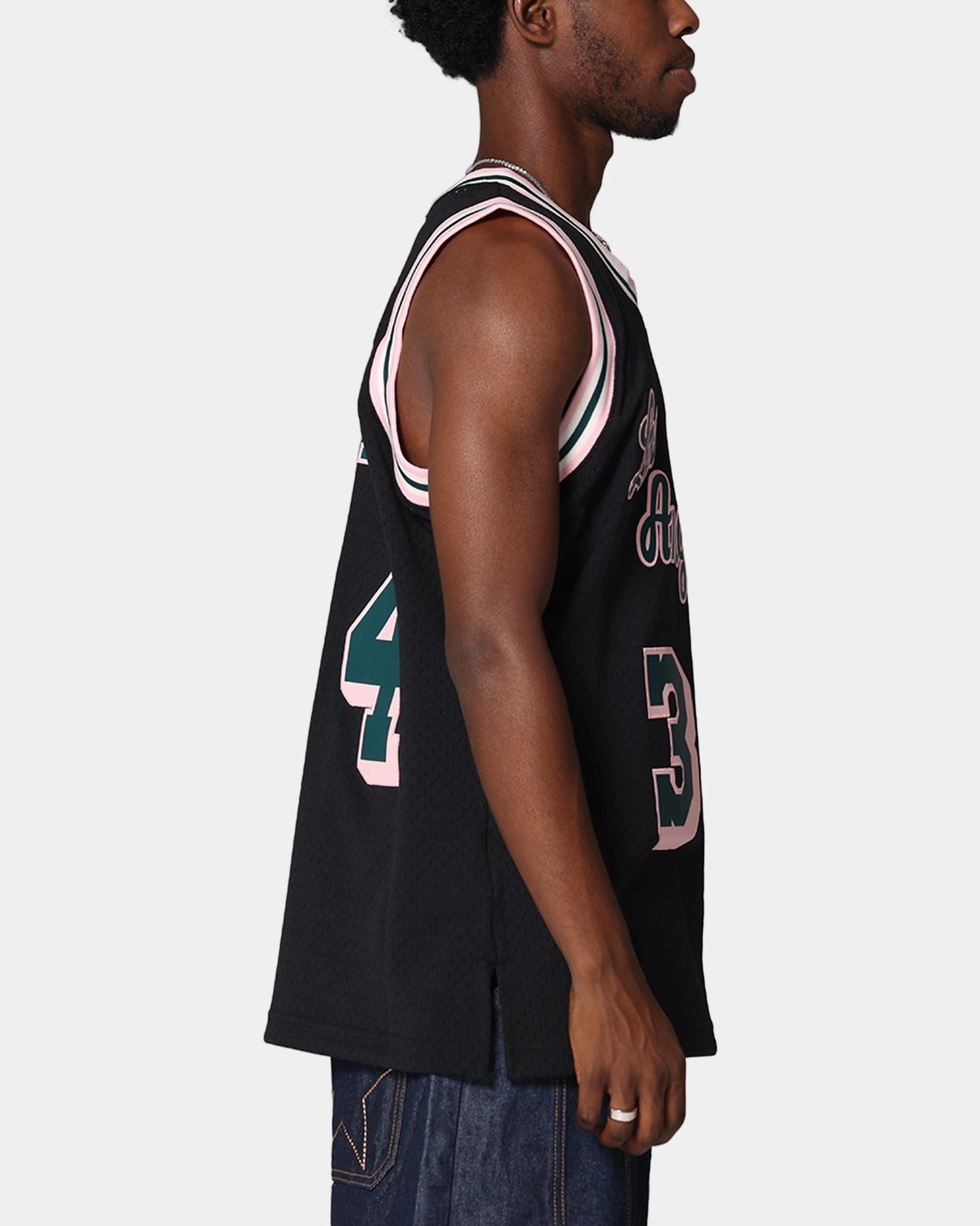 Mitchell & Ness Los Angeles Lakers Shaquille O'Neal 'Deep Emerald' Swing Jersey Black Compact Knit Texture