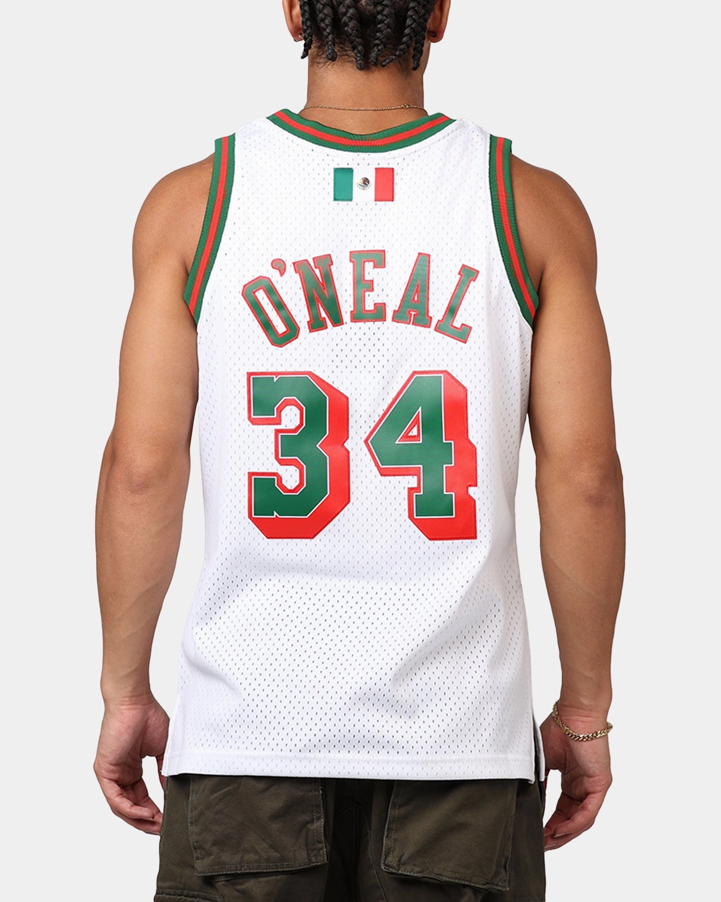 Mitchell & Ness Los Angeles Lakers Shaquille O'Neal 'Viva Mexico' '96-97 Swing Jersey White/Green Dynamic Fit Construction Cooling Core Technology