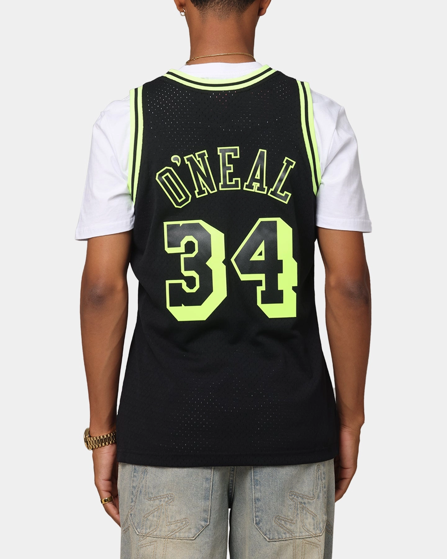 Mitchell & Ness Los Angeles Lakers Shaquille O'Neal 'Volt' 1996 Swing Jersey Black/Yellow Anti Pilling Treatment Stretchable Side Inserts