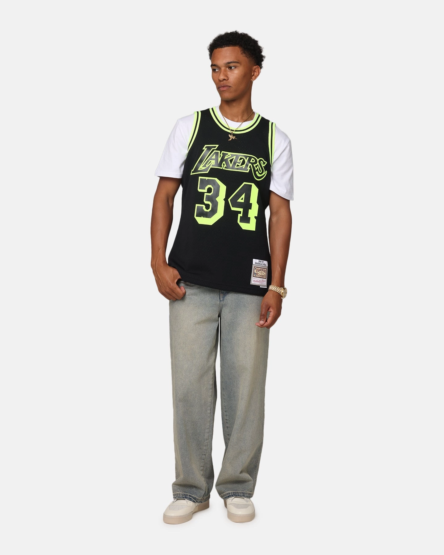 Modular Panel Layouts Mitchell & Ness Los Angeles Lakers Shaquille O'Neal 'Volt' 1996 Swing Jersey Black/Yellow