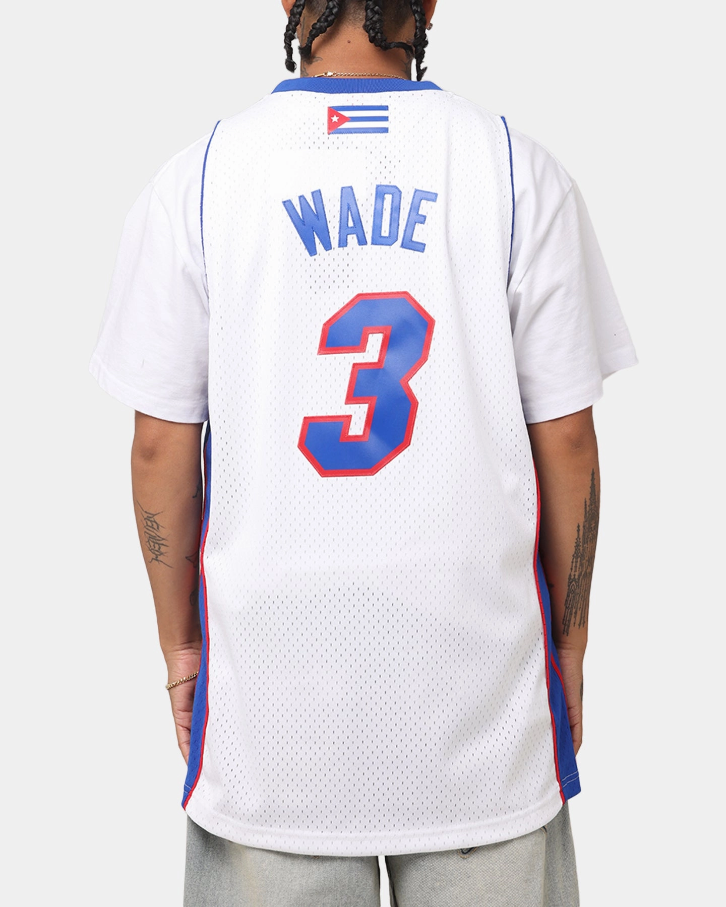 Mitchell & Ness Miami Heat Dwyane Wade #3 'Flags Collection' Jersey White Reflective Accent Strips