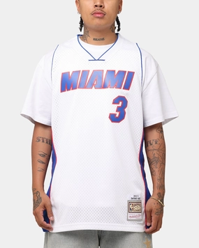 Mitchell & Ness Miami Heat Dwyane Wade #3 'Flags Collection' Jersey White Lightweight Lining