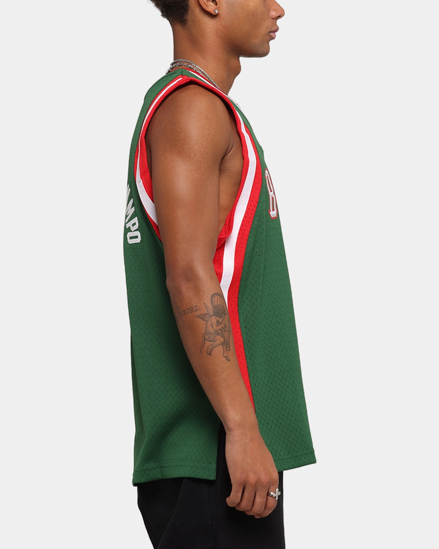 Stretch Fabric Technology Mitchell & Ness Milwaukee Bucks Giannis Antetokounmpo Swing Jersey Dark Green