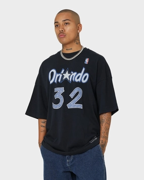 Mitchell & Ness Orlando Magic Shaquille O'Neal #32 N & N Oversized T-Shirt Faded Black Trendy Vibes Wear Modern Style