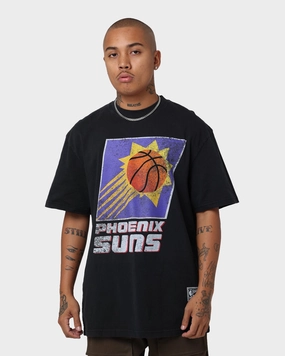 Mitchell & Ness Phoenix Suns Oversized Logo Short Sleeve Vintage T-Shirt Vintage Black Basic Top Adult sophistication
