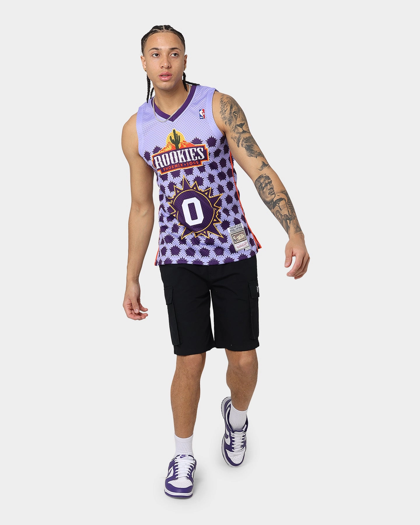 Laser Cut Vents Compact Yarn Durability Mitchell & Ness Phoenix Suns Rookies Russell Westbrook #0 Swingman Jersey Purple