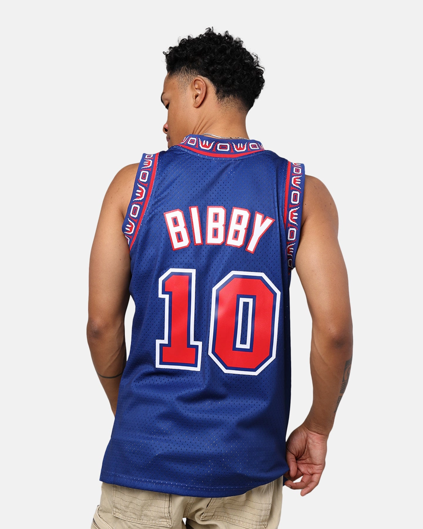 Mitchell & Ness Vancouver Grizzlies Mike Bibby 1998-99 College Twist Swing Jersey Navy/Red Friction Resistant Coating