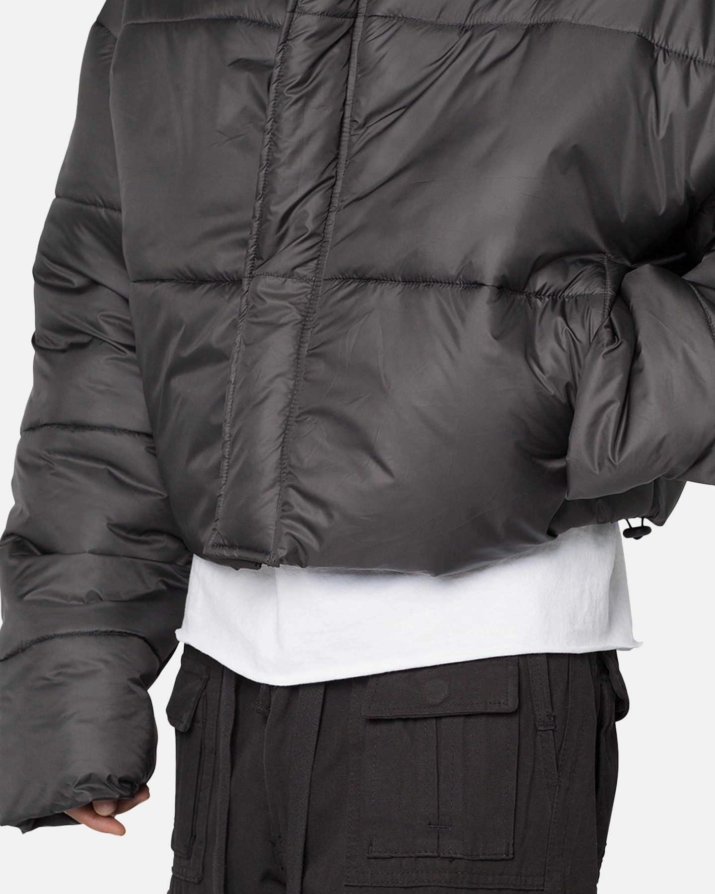 MNML Cropped Puffer II Jacket Black Flex Stretch Material Winter Ready