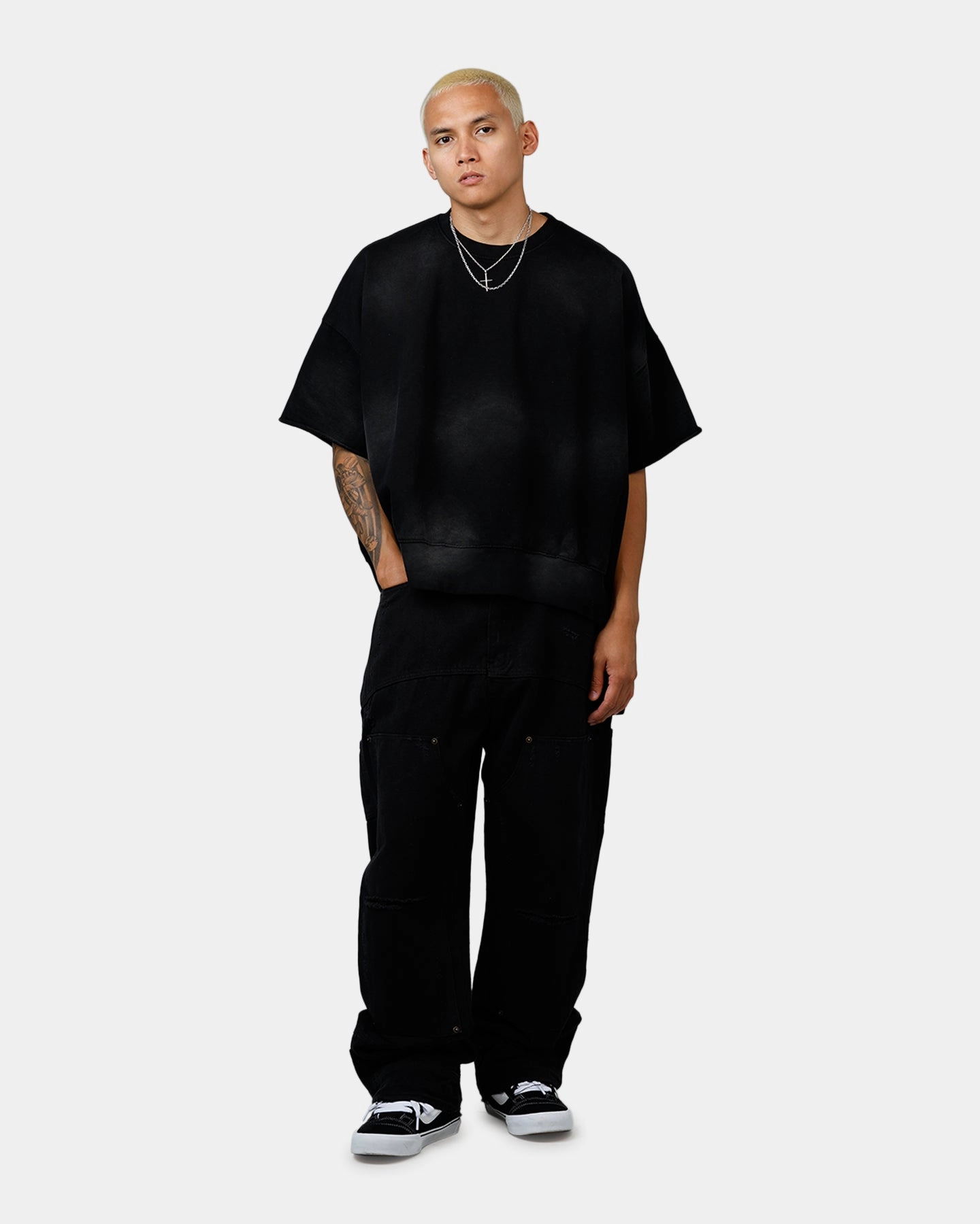 MNML Oversized Crewneck T-Shirt Washed Black Street Style