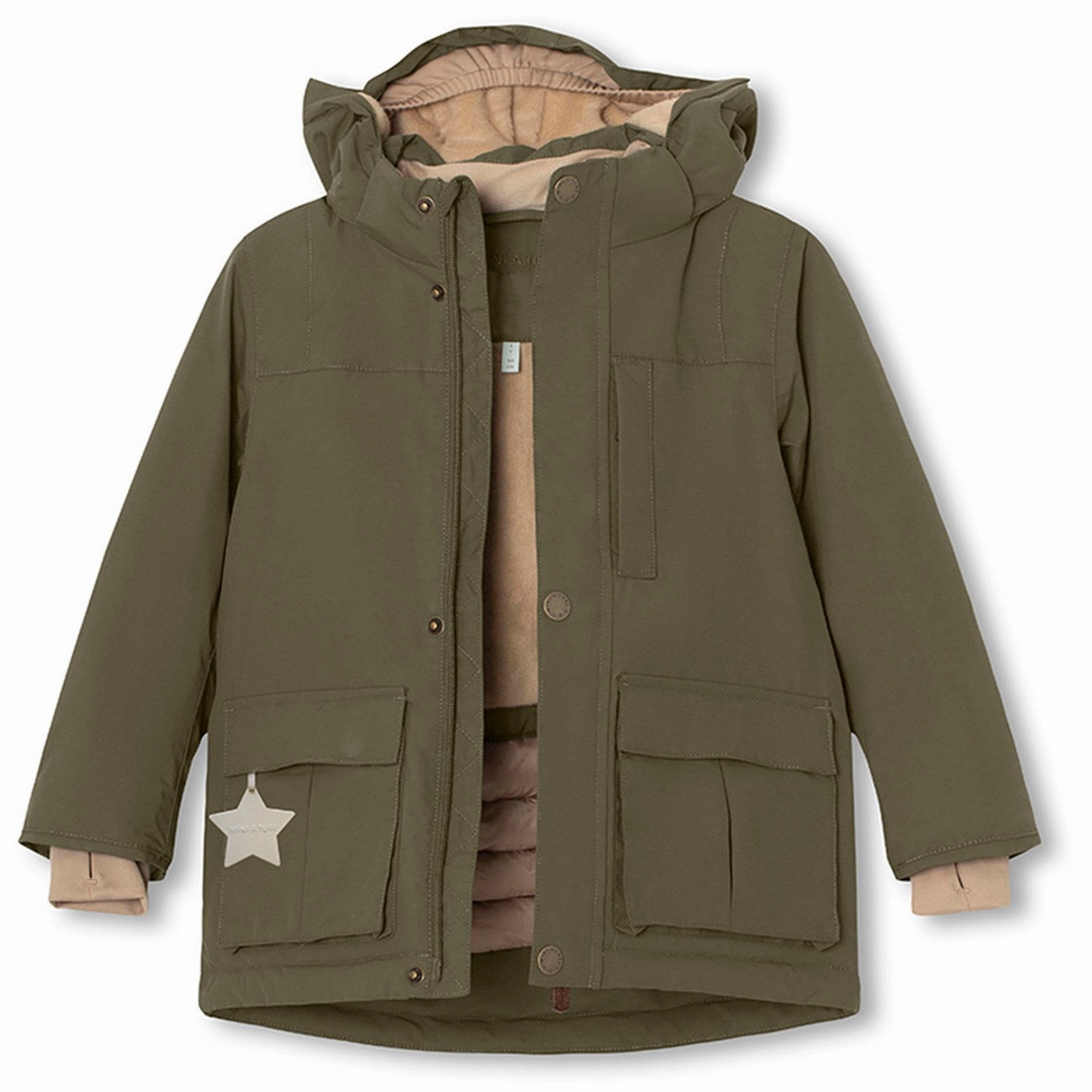 Mini A ture Olive night Kastorio Fleece Winter Jacket Wrinkle resistant fabric Soft Layers