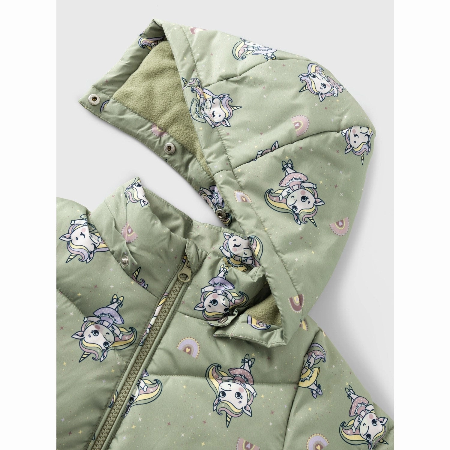 Name It Seagrass May Puffer Jacket AOP Mesh Venting Tear Resistant Weave