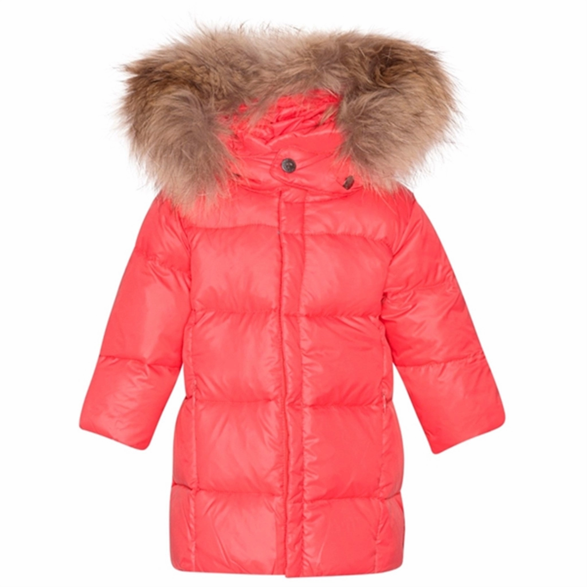 Ver de Terre Featherlight Baby Girls Frakke m. Pels Flamingo Double Layered Layered Drape