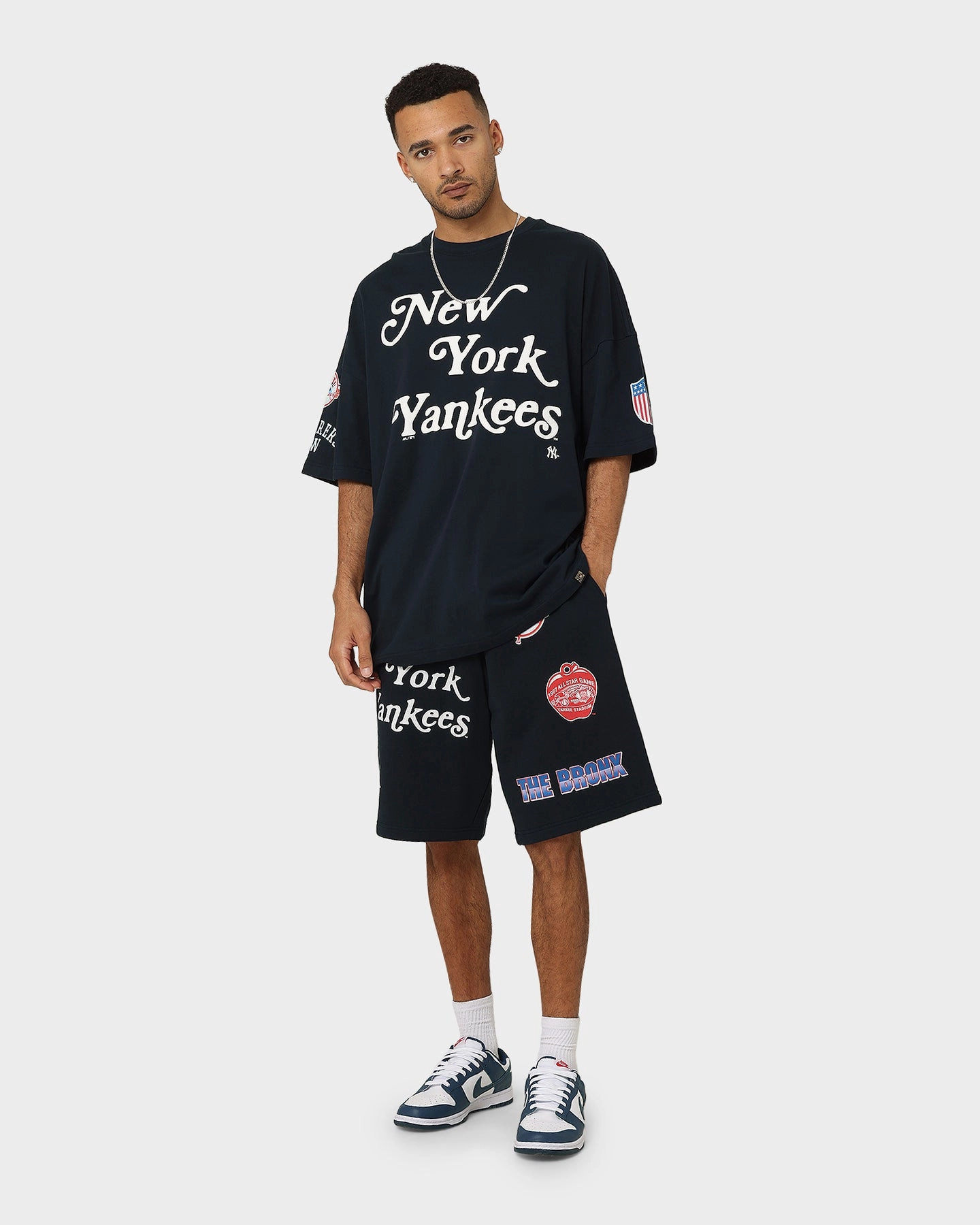 Majestic Athletic New York Yankees Puff Print Patch Oversized T-Shirt True Navy All-Purpose Comfort