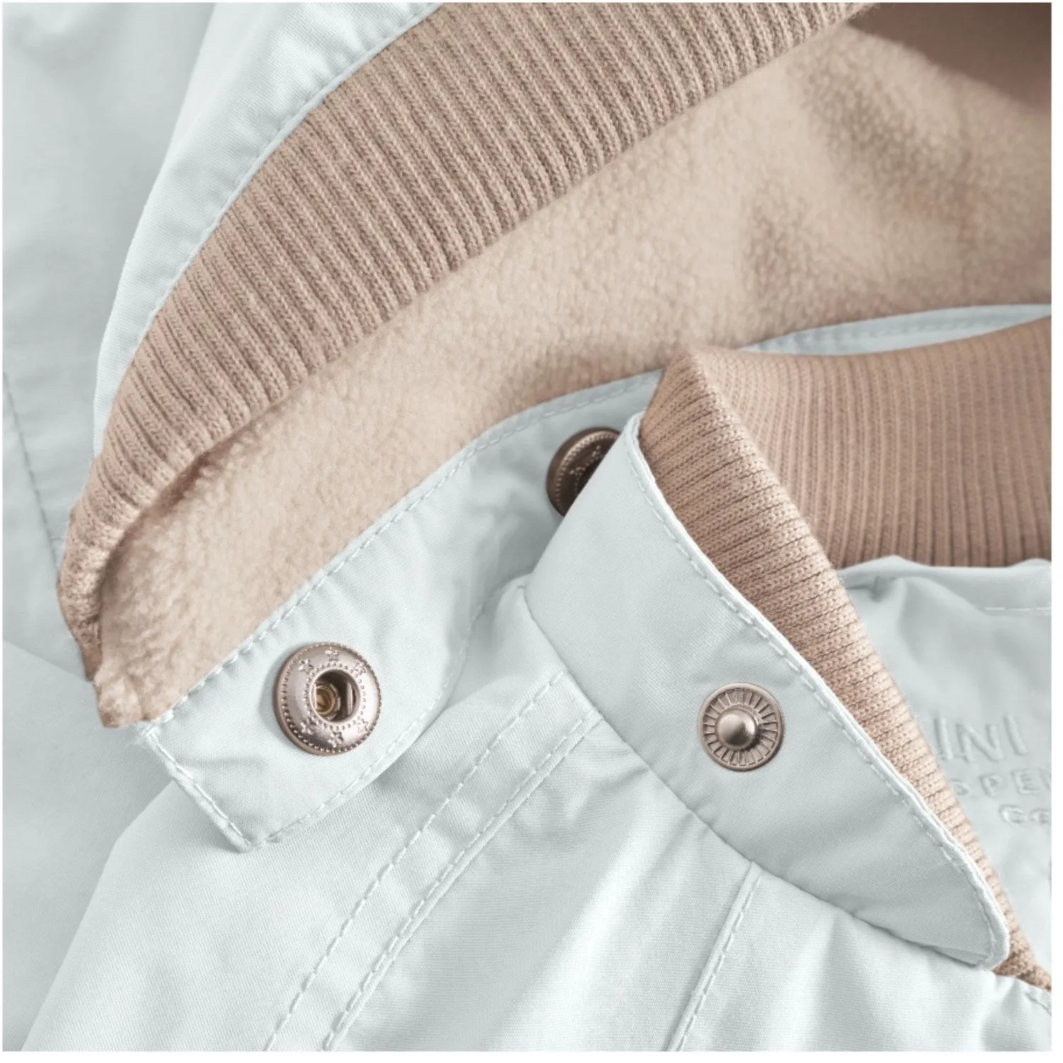 Minimal Detail DoubleLayeredCuffs Mini A ture Blue Metal Wai Fleece Lined Spring Jacket. GRS