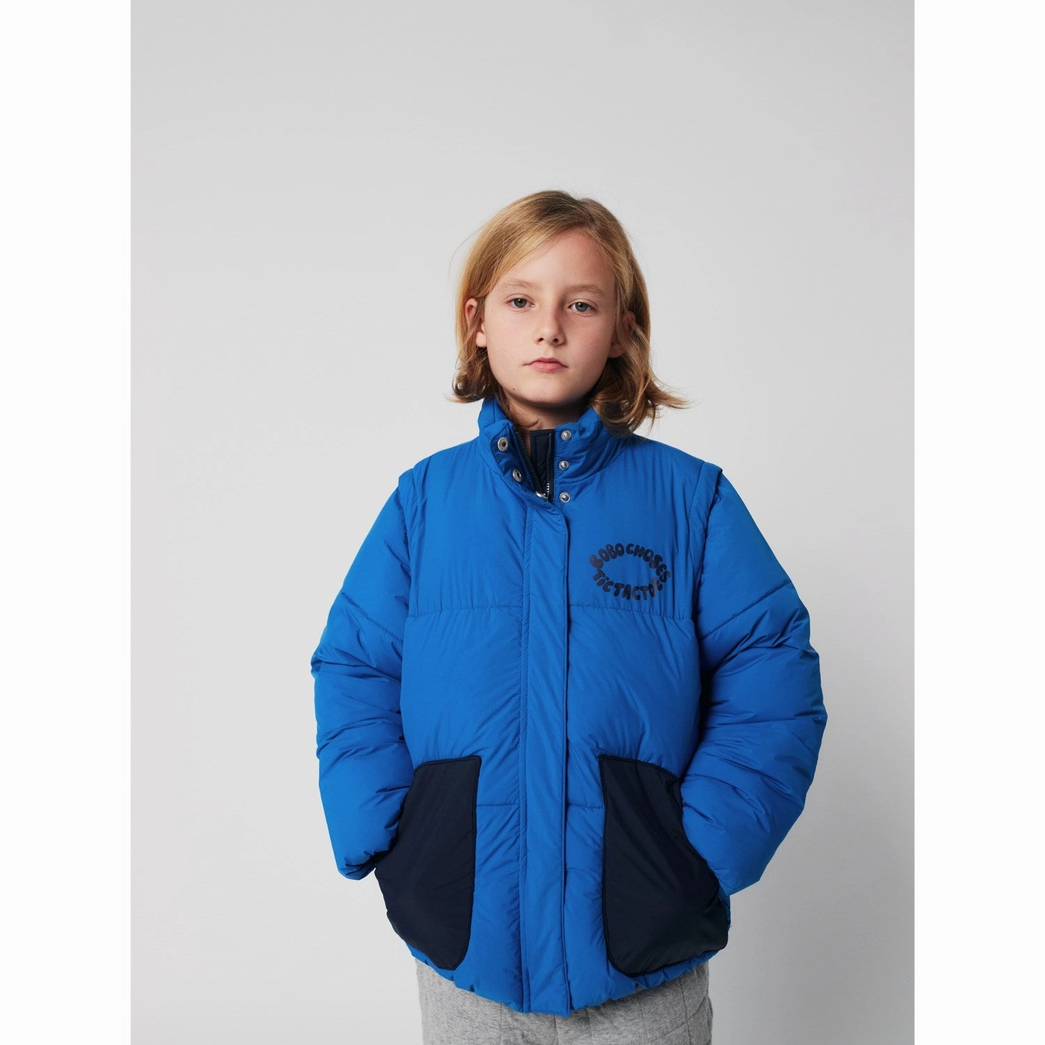 Lightweight Insulation Technology Bobo Choses Blue Tic Tac Toe Padded Anorak