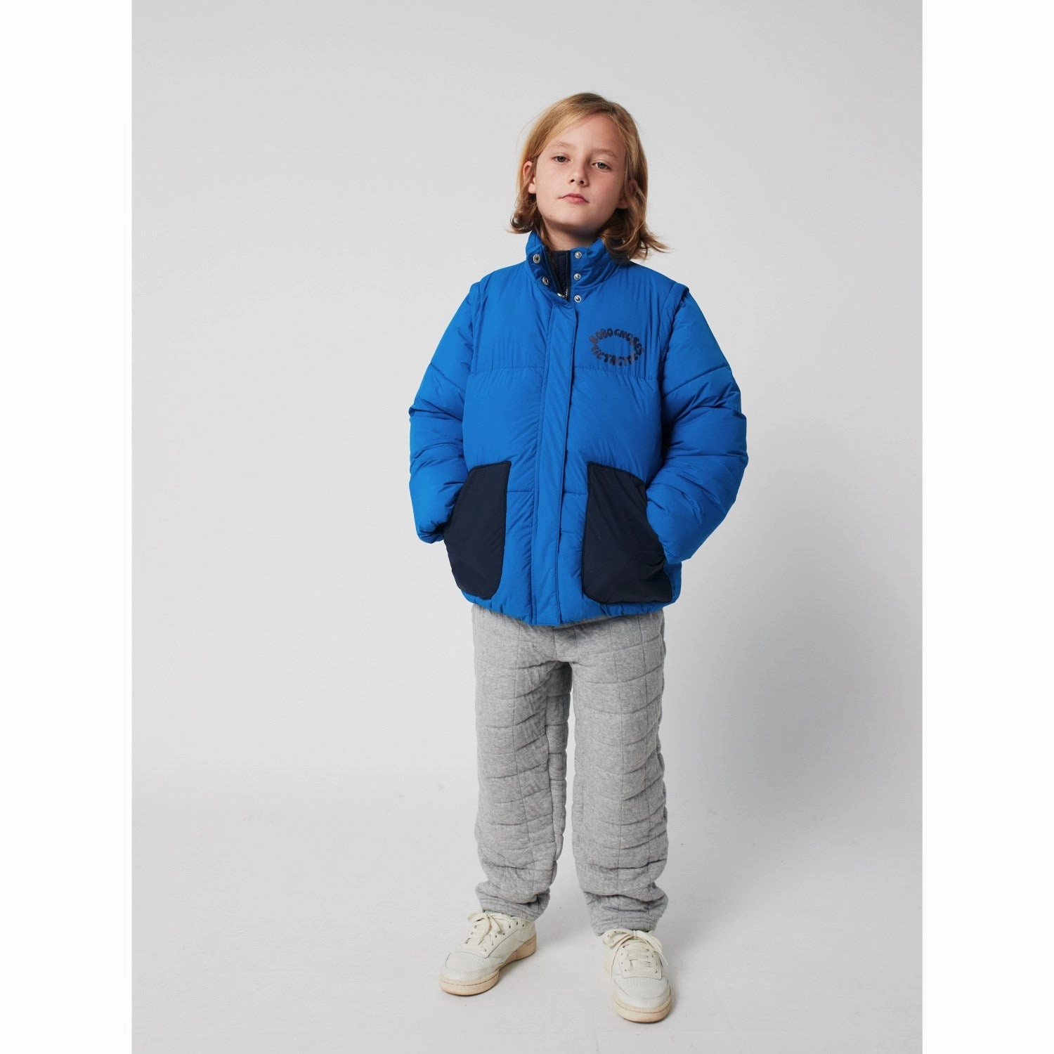 WaterResistantFabric Bobo Choses Blue Tic Tac Toe Padded Anorak