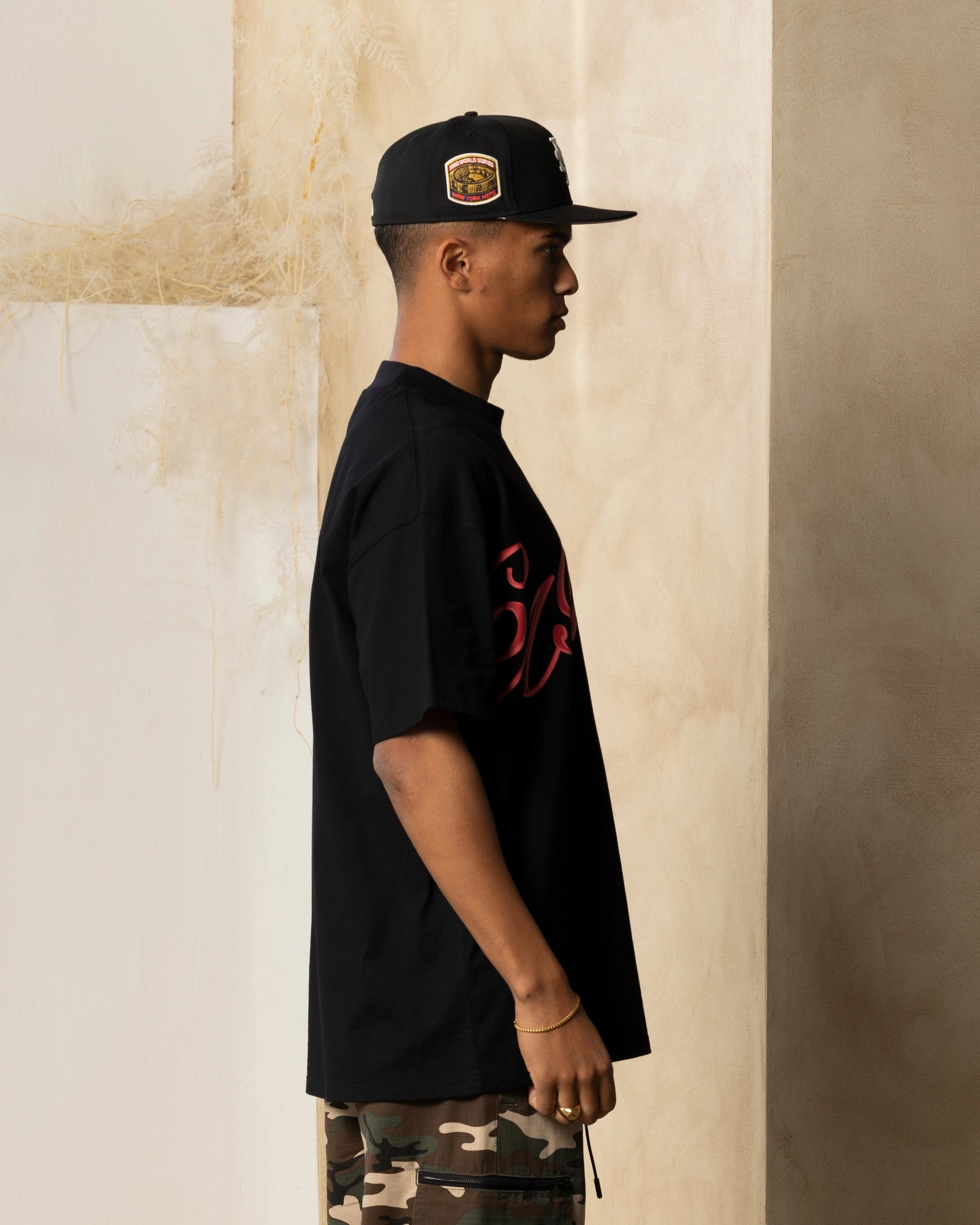 anti static coating Regular fit normality Carre Rolling Oversized T-Shirt Black