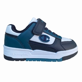 Champion scarpa sneakers da bambino con laccio elastico e velcro RD18 Heritage S32815 BS501 blu-bianco Airflow Optimized Design Running Vests