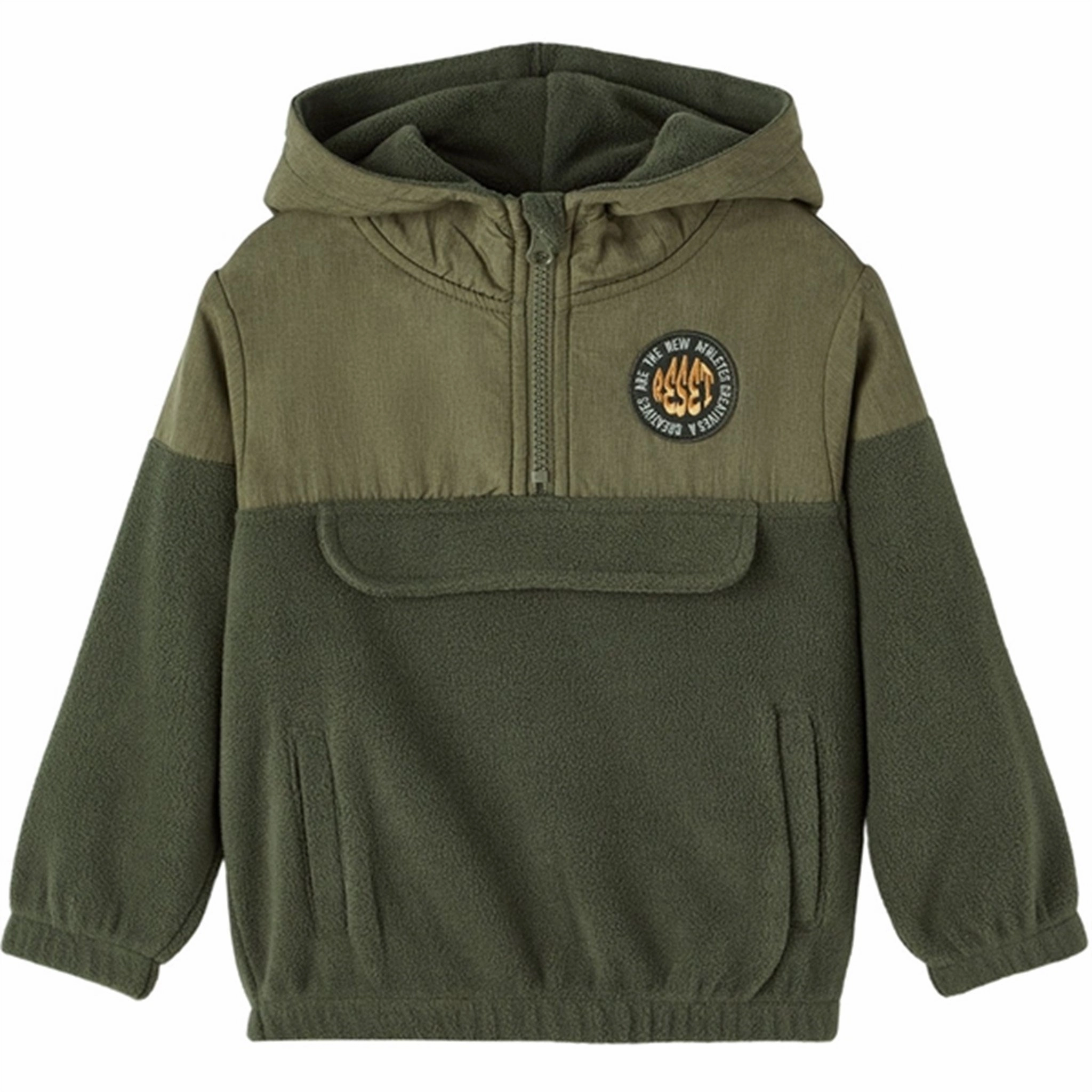 Name it Oil Green Orm Fleece Anorak Stand Collar