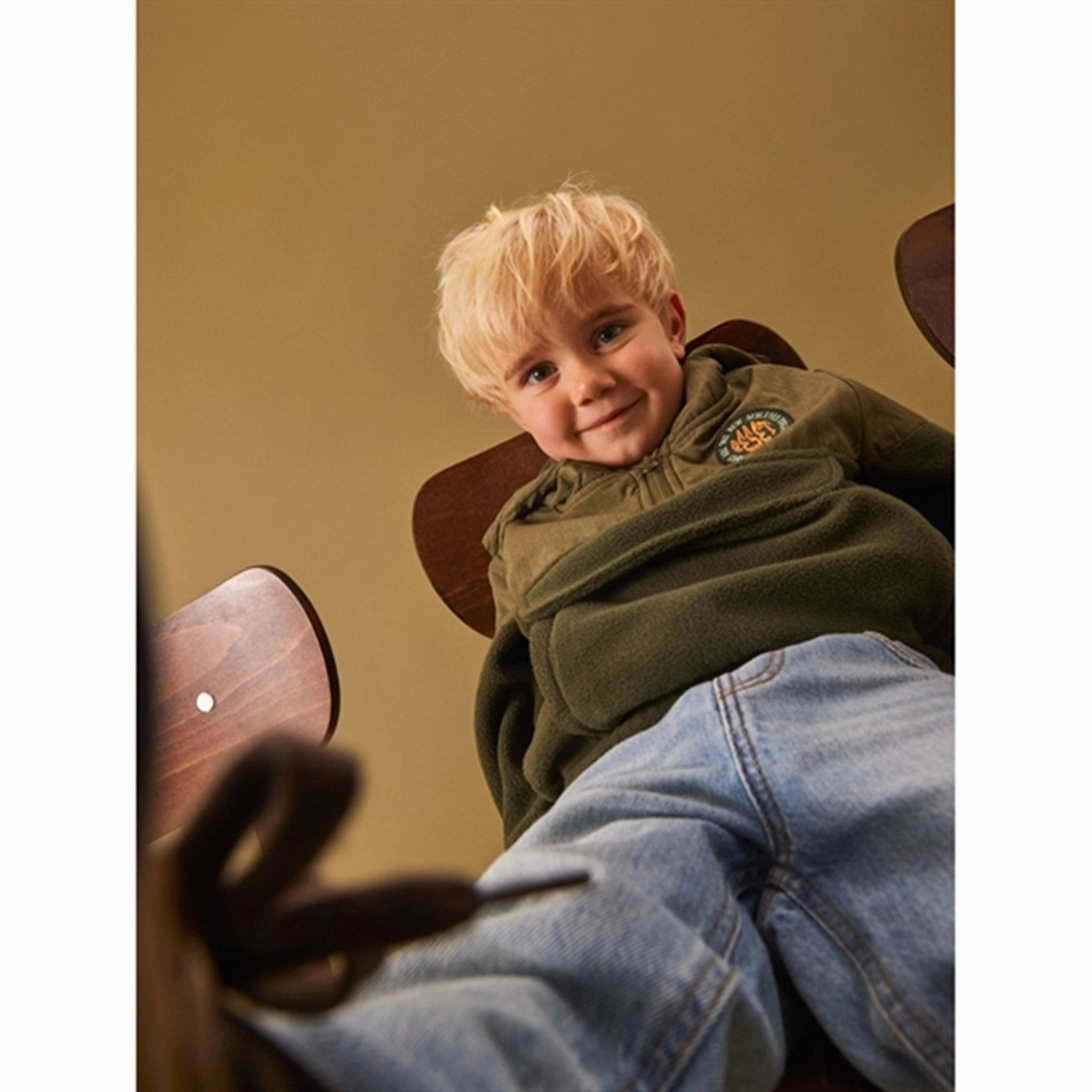 Name it Oil Green Orm Fleece Anorak Rubberized Edging