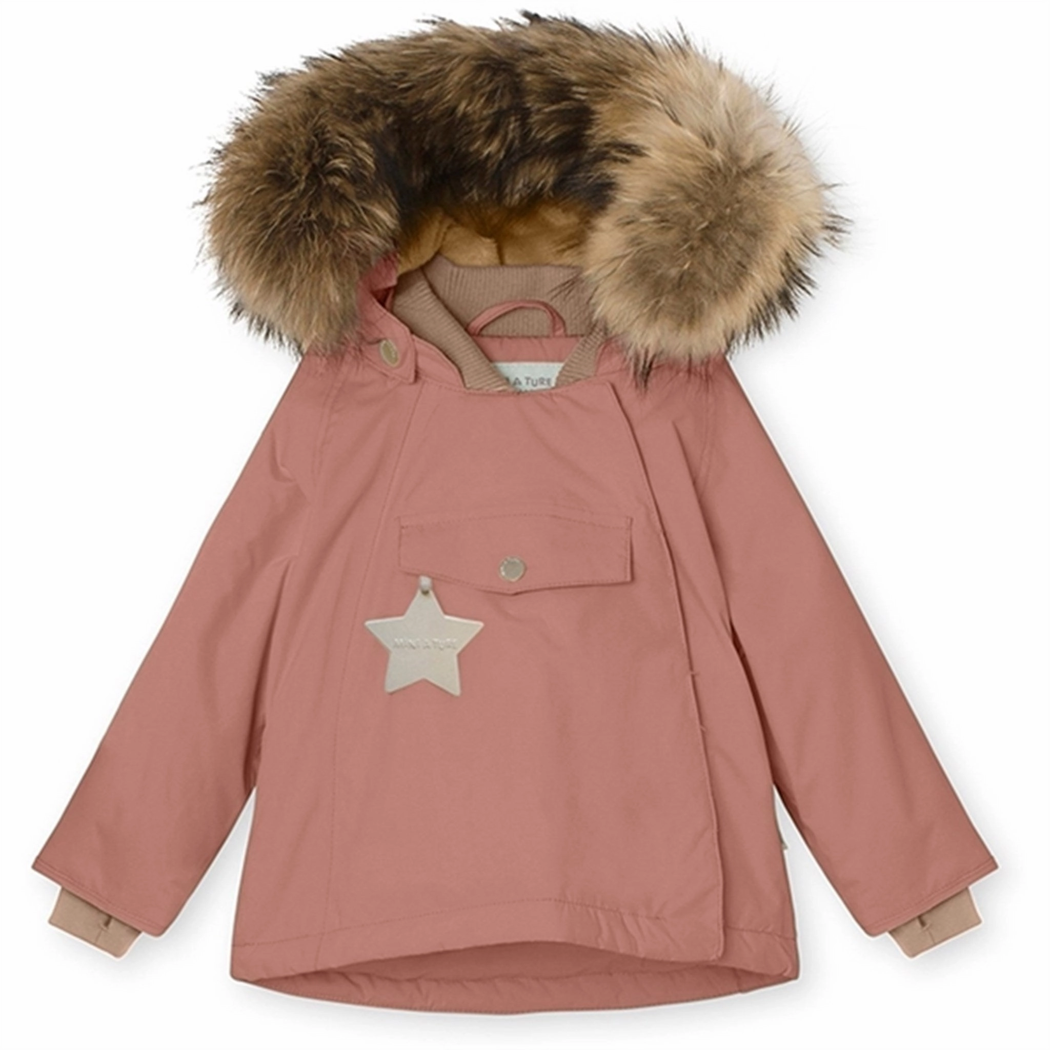 Hydrophobic Treatment Simple Modern Piece MINI A TURE Wang Fleece Fur Winter Jacket Wood Rose