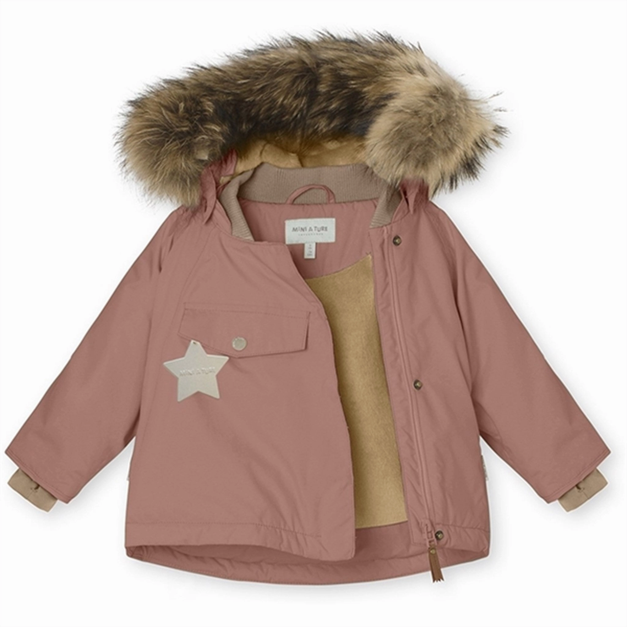 Cozy Comfort Sleek Utility MINI A TURE Wang Fleece Fur Winter Jacket Wood Rose