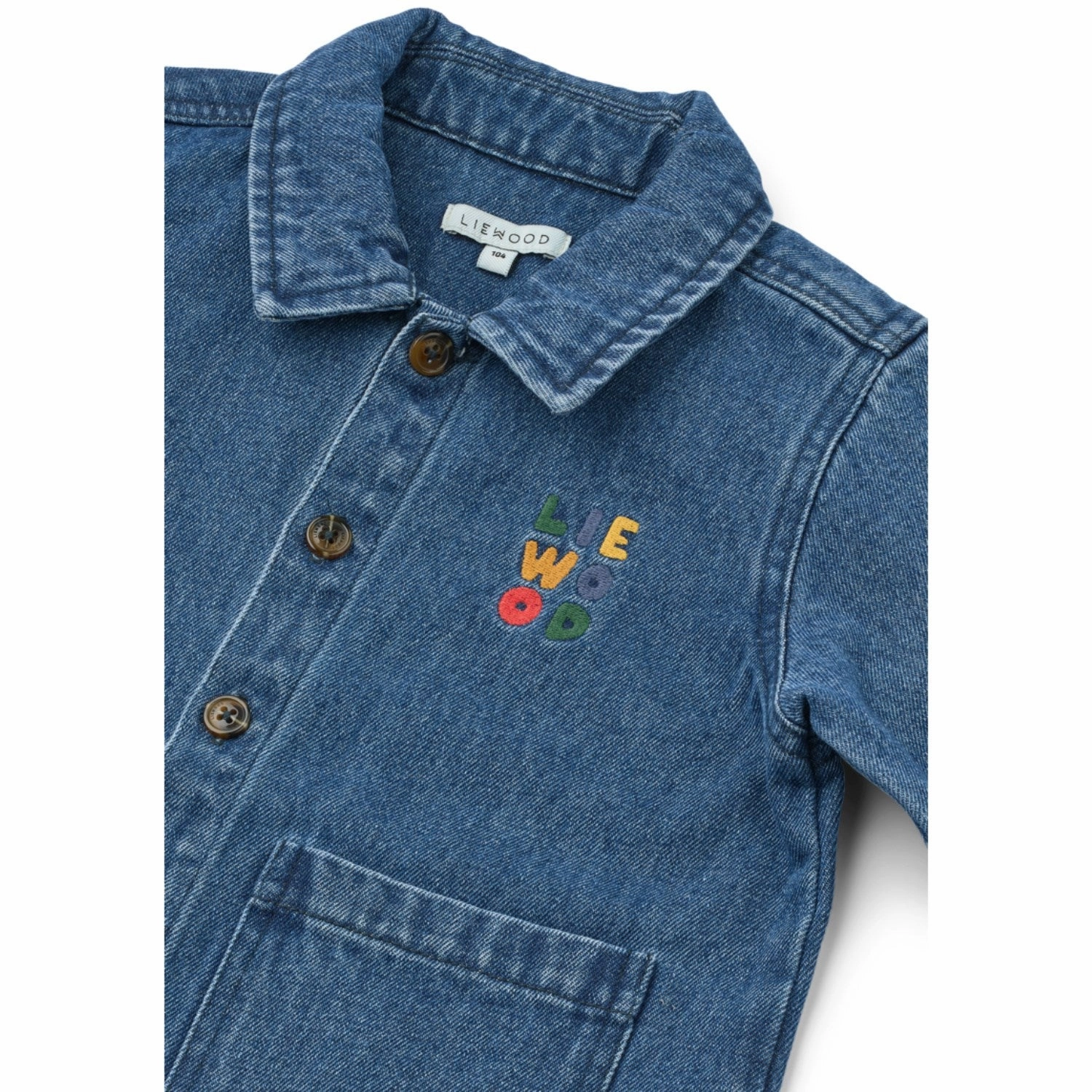 LIEWOOD Medium Blue Denim Kinsley Placement Denim Overshirt Rugged Style Breezy Layer Option