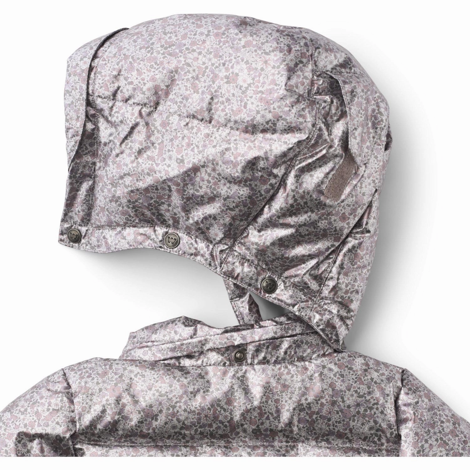 Bonded Fabric Wheat Silver Flower Meadow Puffer Jacket Eli