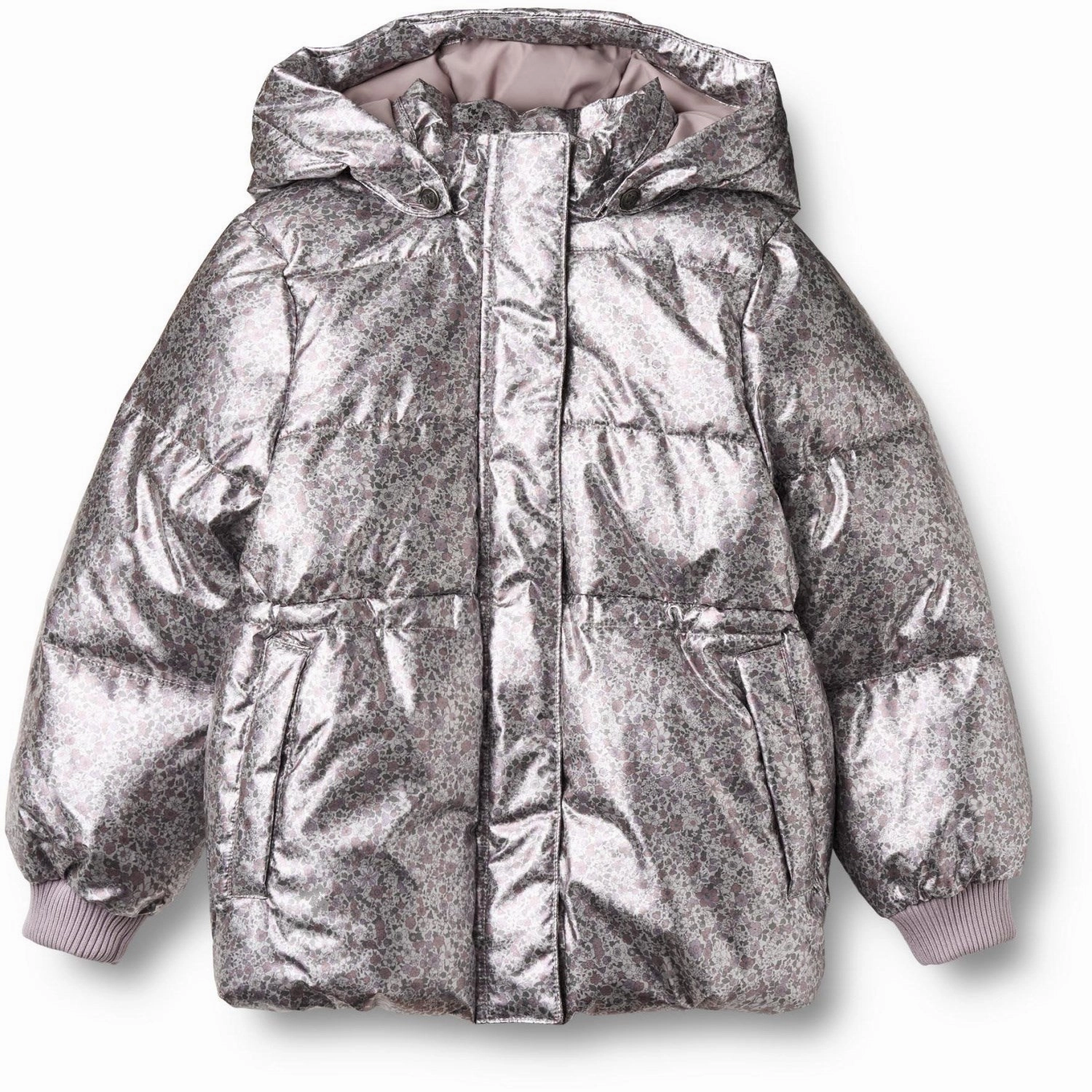 Wheat Silver Flower Meadow Puffer Jacket Eli Smart Design