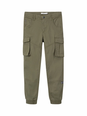 Running Comfort Name it pantalone cargo da ragazzi in cotone elasticizzato con polsino alla caviglia 13151735 verde