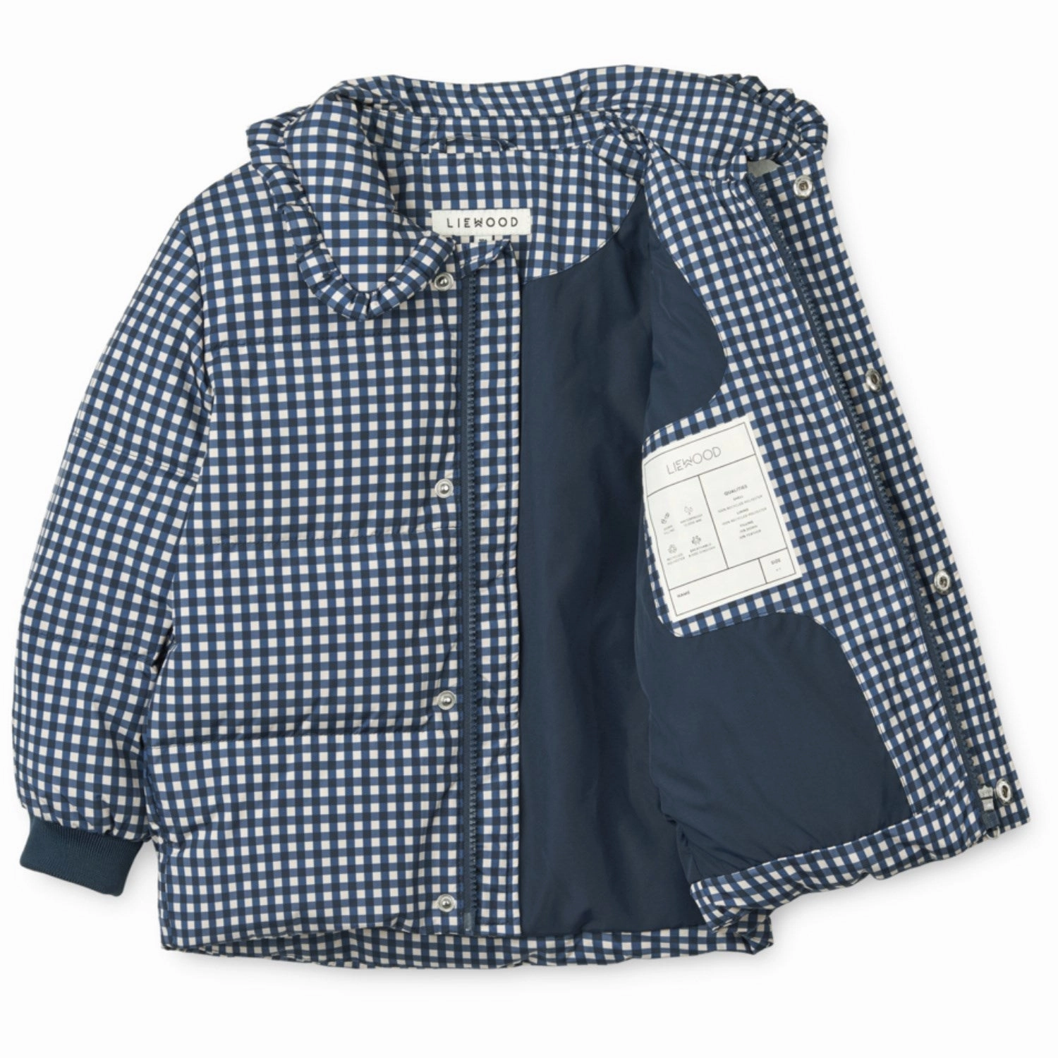 Seamless Technology Nylon Cover LieWood Check Classic Navy / Dark Sandy Anemone Down Puffer Jacket