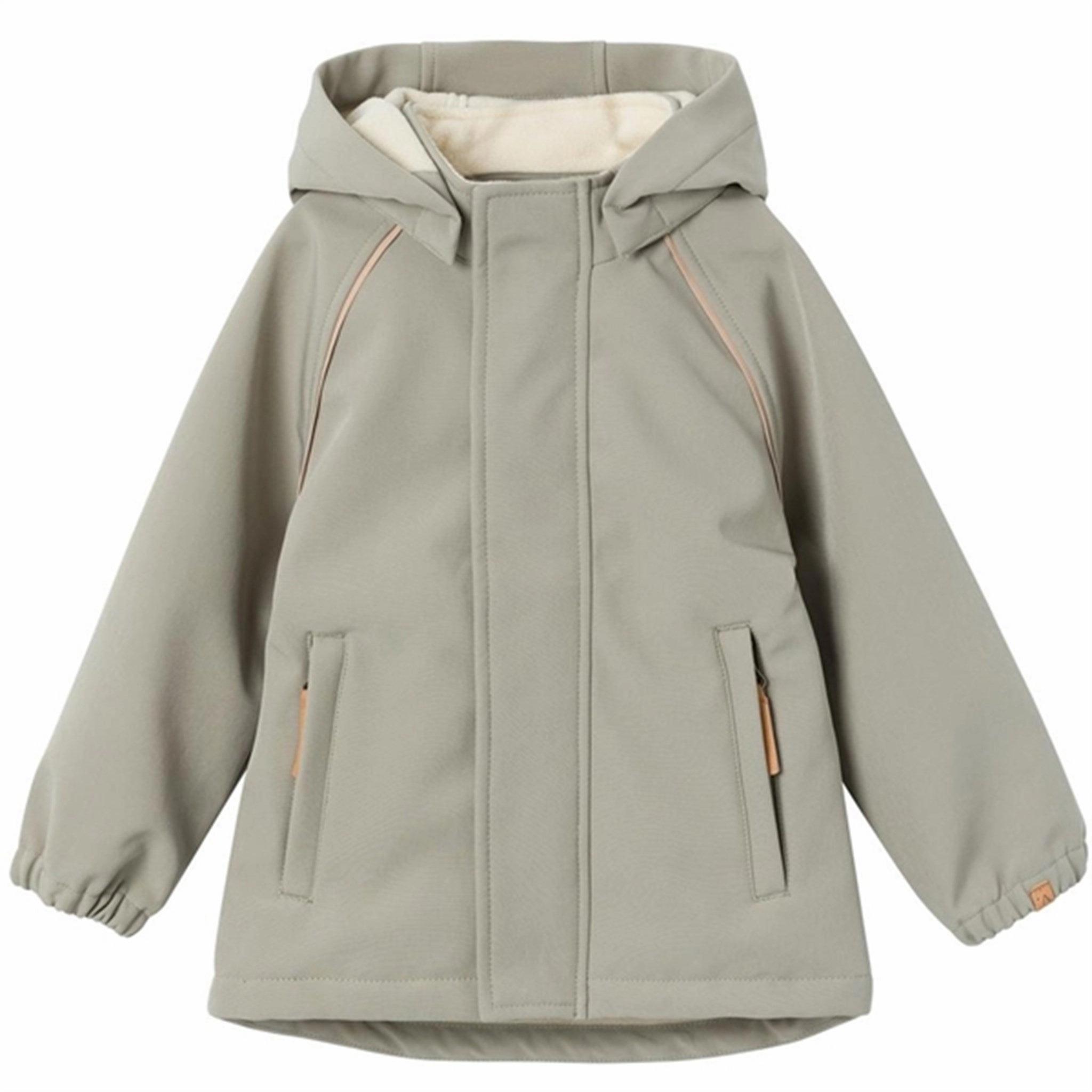 Lil'Atelier Dried Sage Laalfa Softshell Jacket Solid Thermal Regulating Hoodie