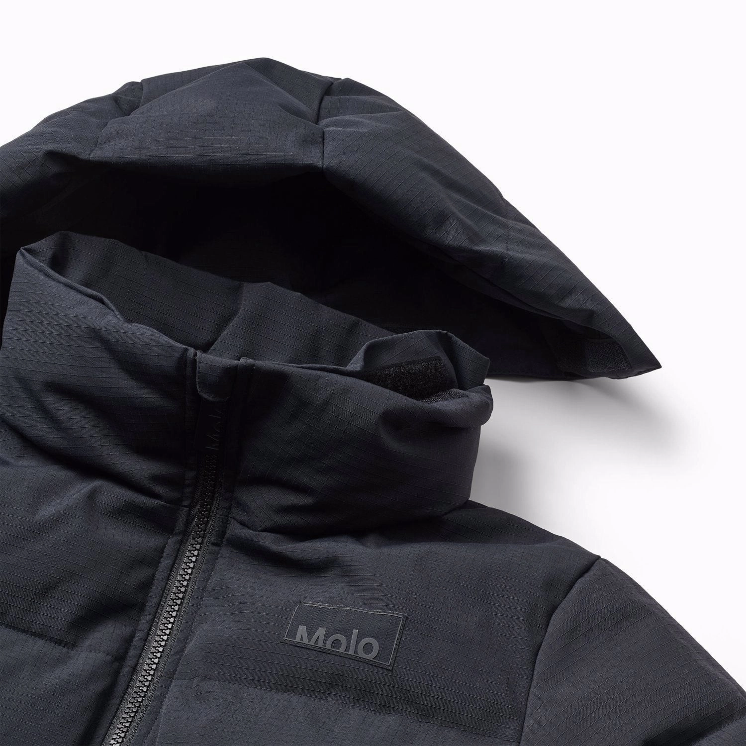 Molo Black Harper Jacket Microfiber Shell Bonded Collars