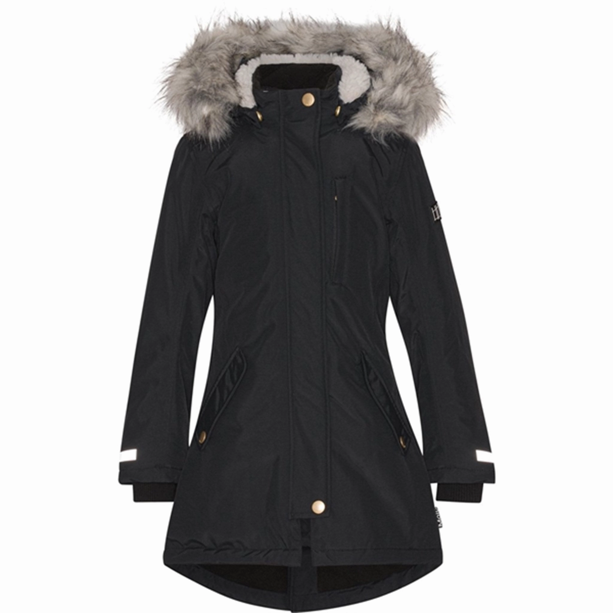 Molo Black Peace Jacket Noise Reduced Fasteners Zippered Vents