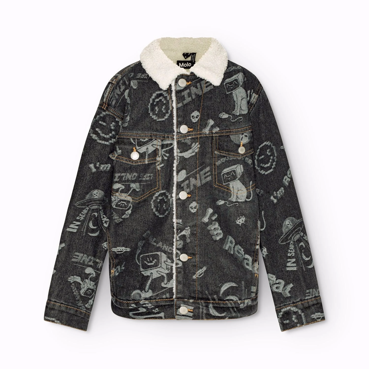No Roll Collar Technology Elasticated Waistband Molo Comic Jacquard Hiro Jacket